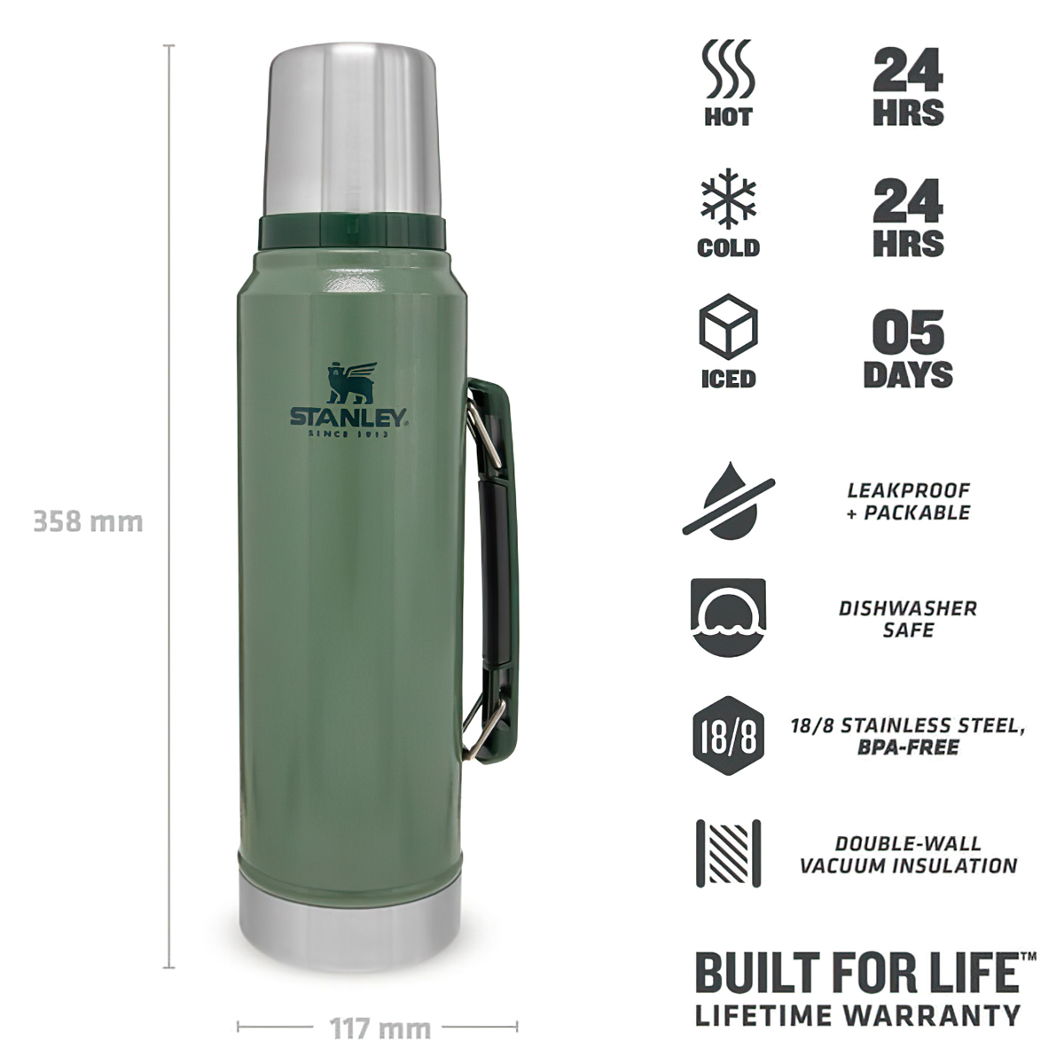 Stanley Phích Giữ Nhiệt Classic Legendary Bottle 1 Lít Cắm Trại