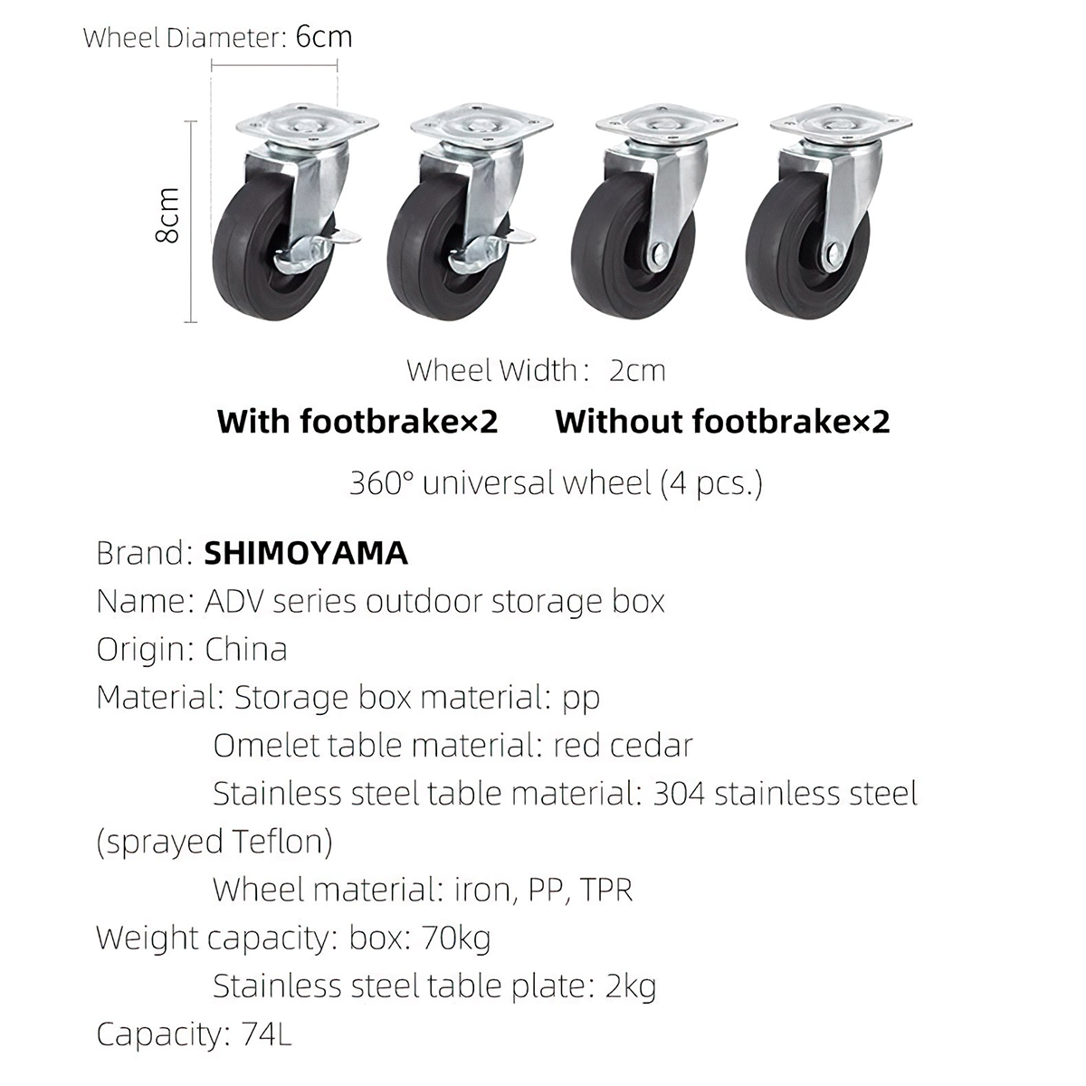 Shimoyama 74L Phụ Kiện Cho Thùng Đựng Đồ Cắm Trại