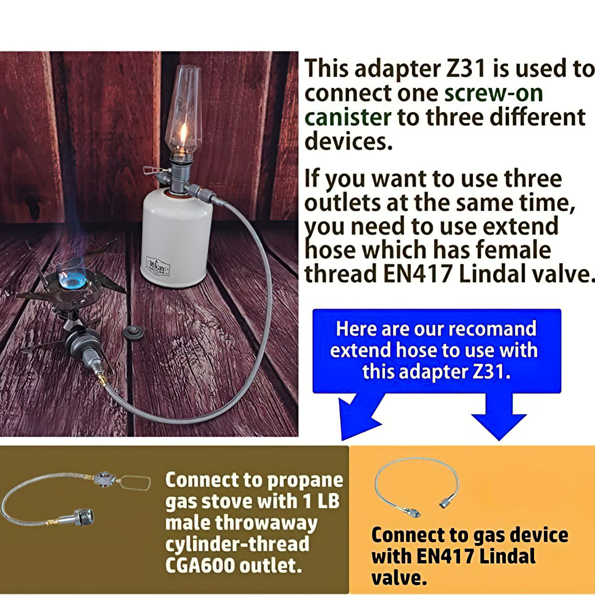 Campingmoon Z31 Phụ Kiện Đầu Chuyển Đổi Bình Gas Mini