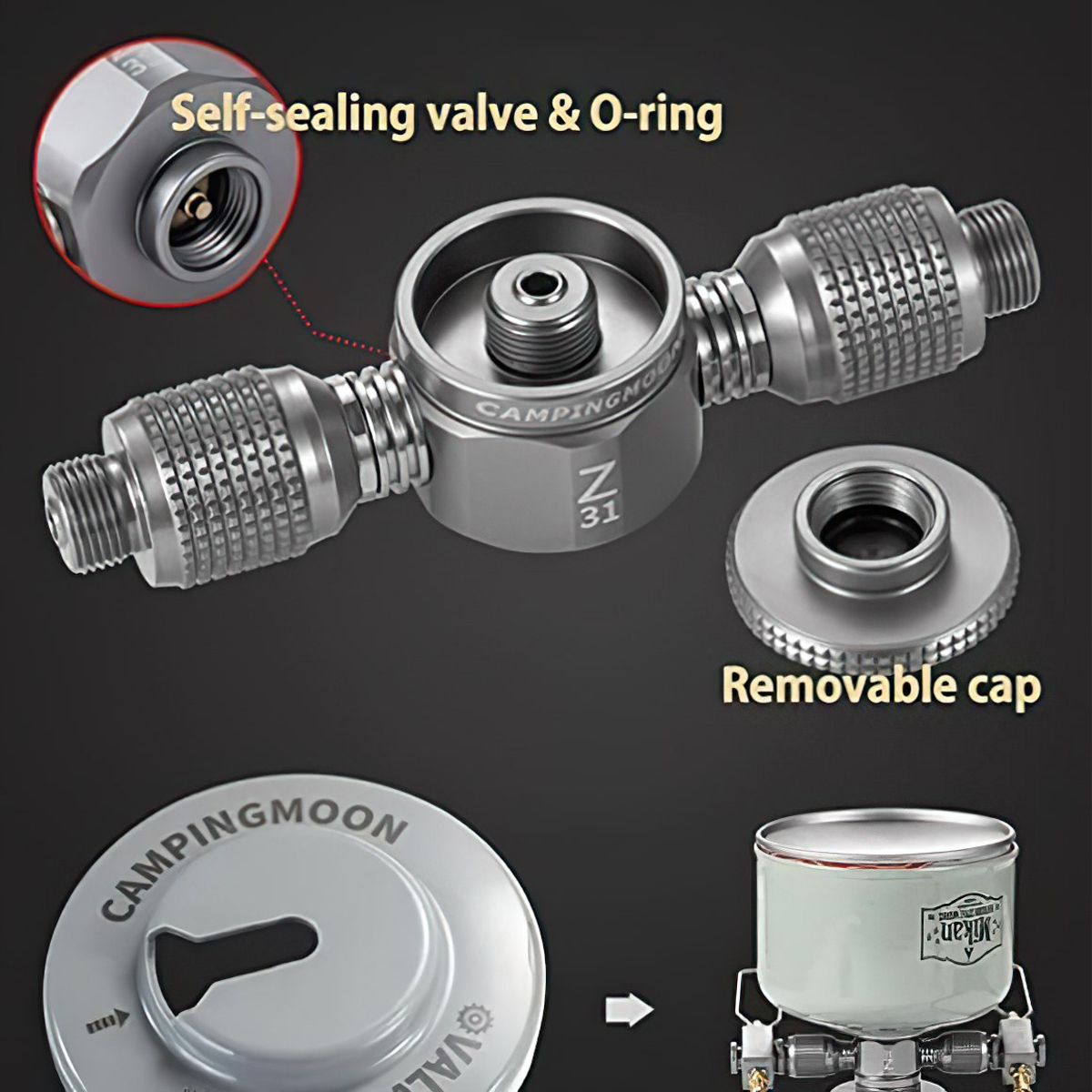 Campingmoon Z31 Phụ Kiện Đầu Chuyển Đổi Bình Gas Mini