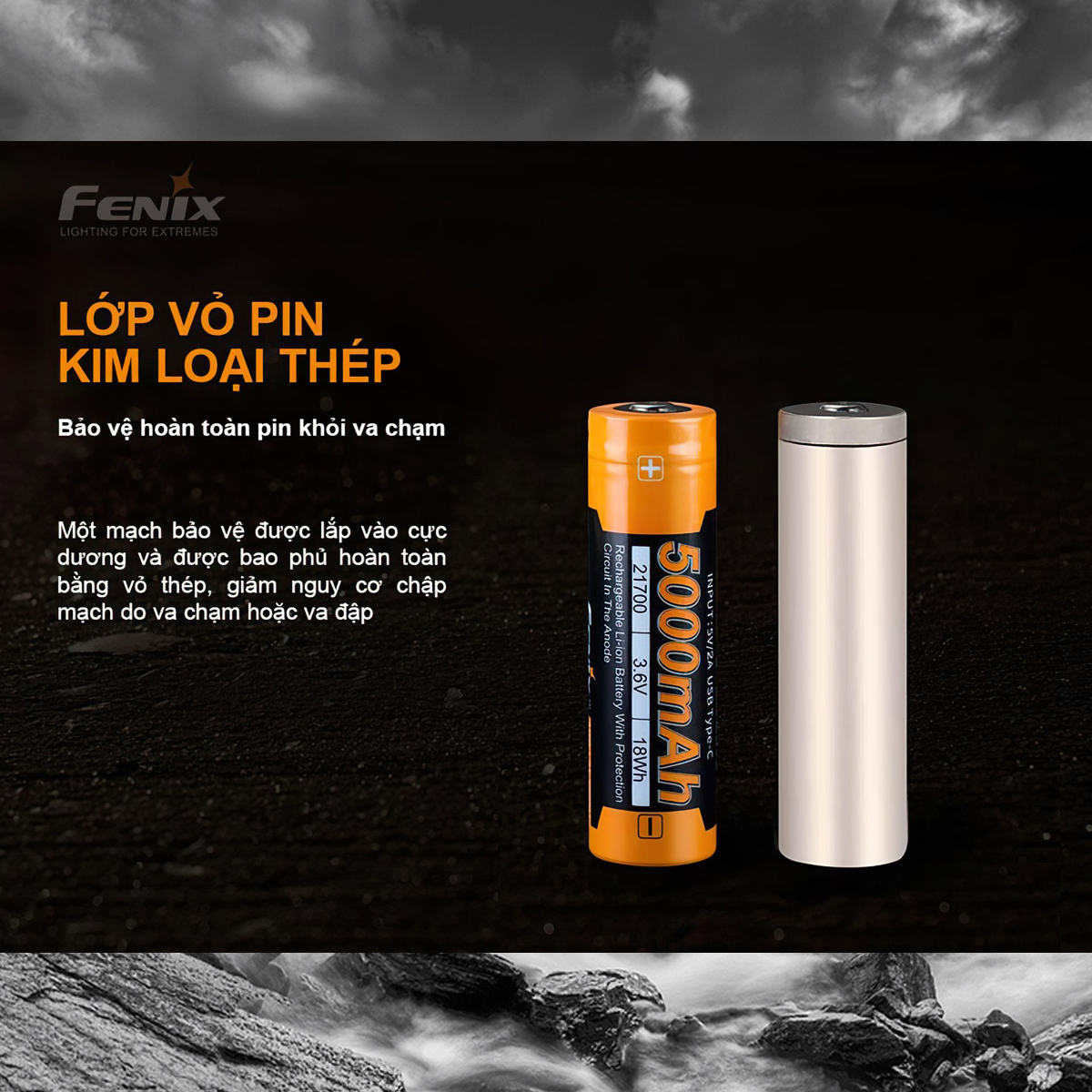 Fenix 21700 - Arb-L21-5000U Pin Sạc Tích Hợp Sạc Usb Cắm Trại