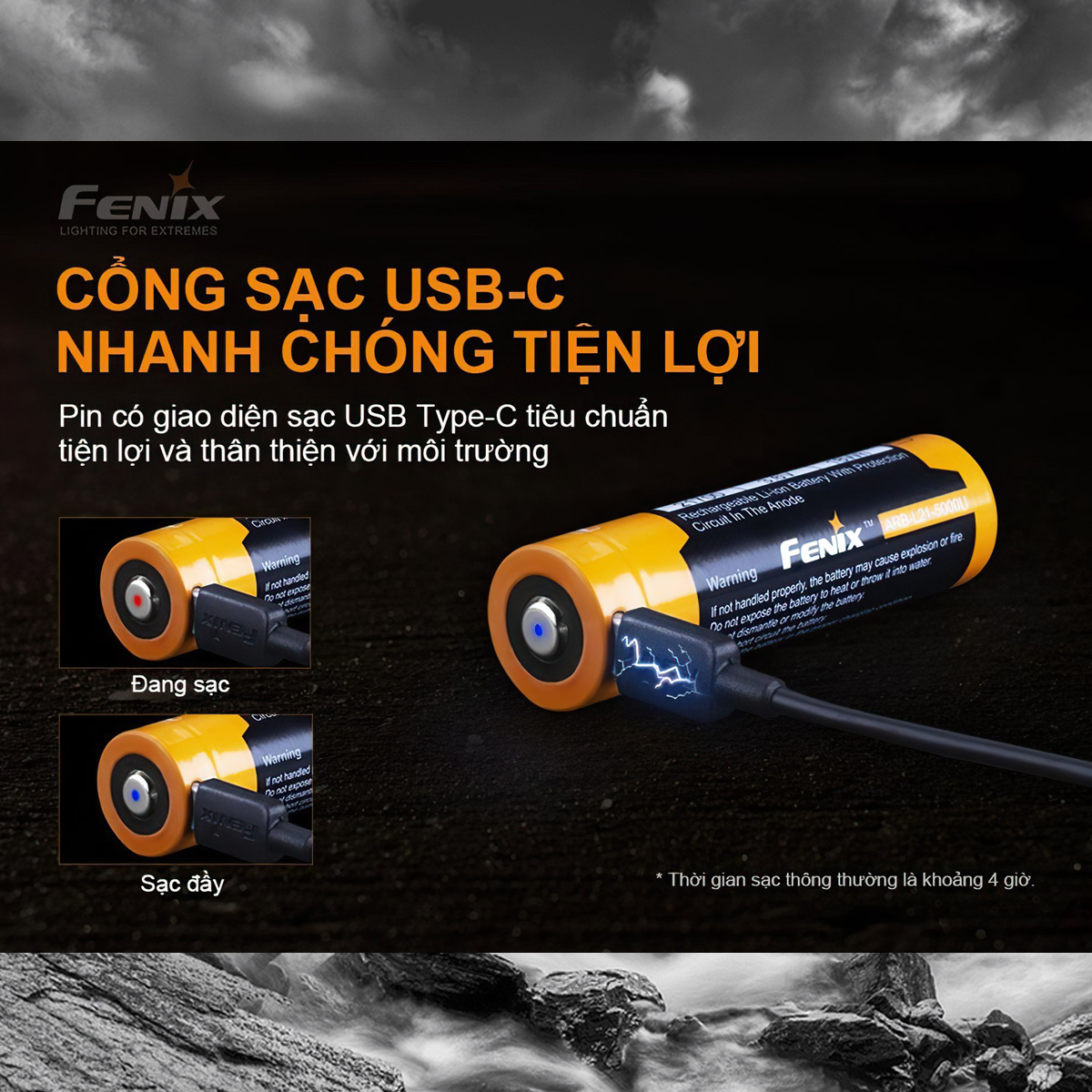 Fenix 21700 - Arb-L21-5000U Pin Sạc Tích Hợp Sạc Usb Cắm Trại