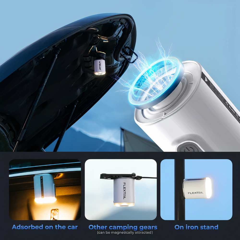 Máy bơm hơi lều đệm gối hơi cắm trại đa năng TINY PUMP 2X hút chân không kiêm đèn dã ngoại