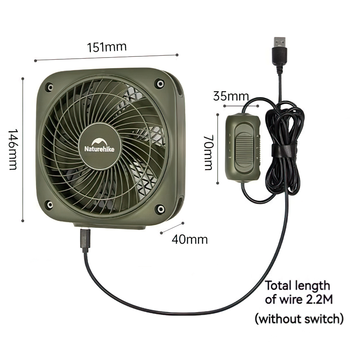 Naturehike CNK2300DQ018 Quạt Mini Cắm Trại (không pin)