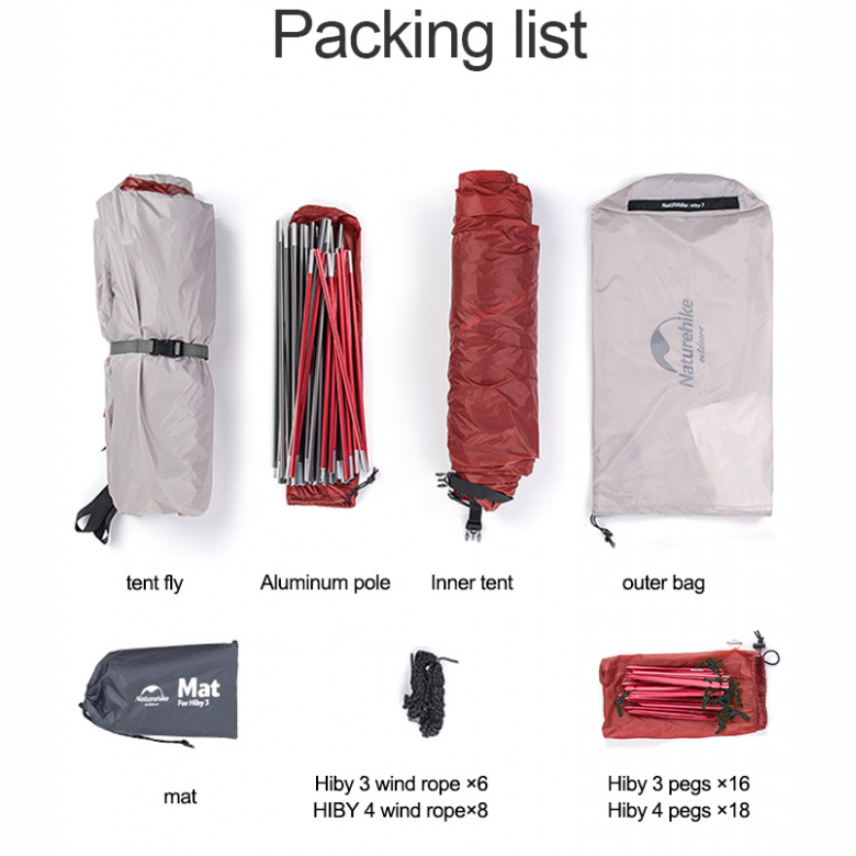 Naturehike NH19ZP016 Lều Cắm Trại 2-3 Người Hiby Chống Nước Chống Tia UV