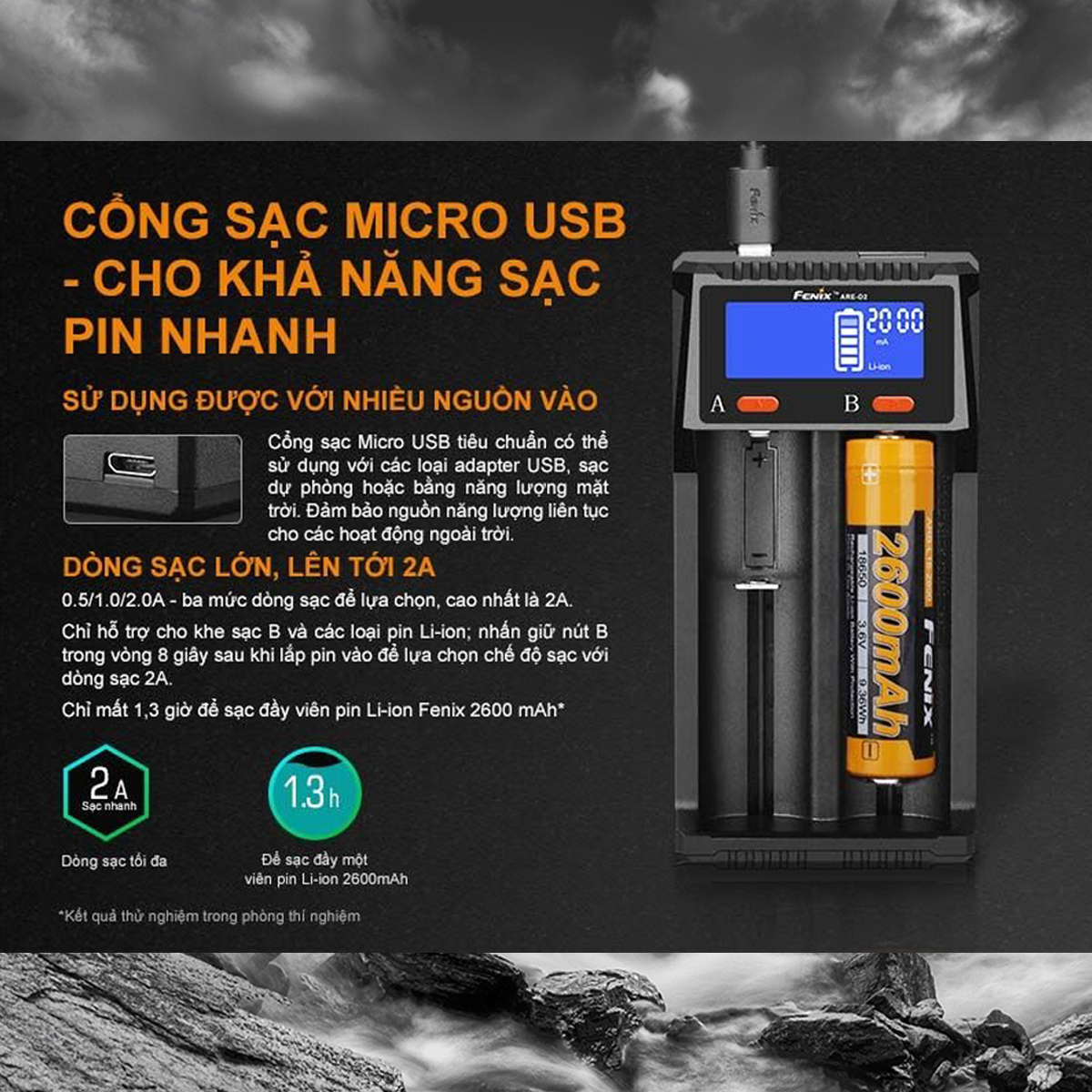 Fenix Are-A2 Sạc Pin Đôi Đa Năng Cắm Trại