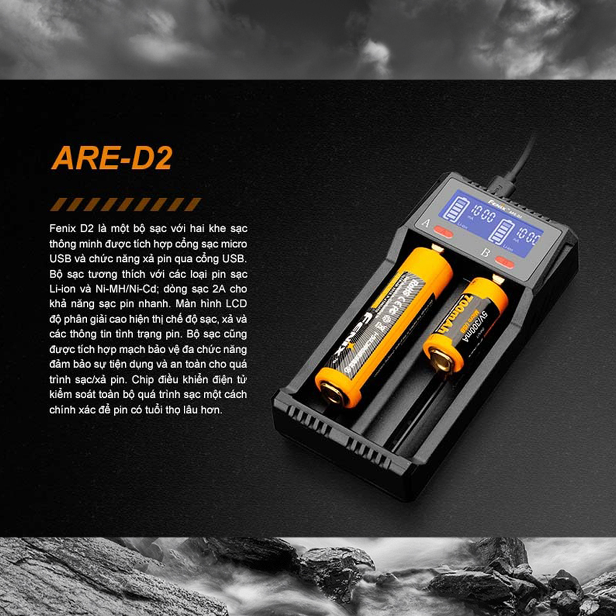 Fenix Are-A2 Sạc Pin Đôi Đa Năng Cắm Trại