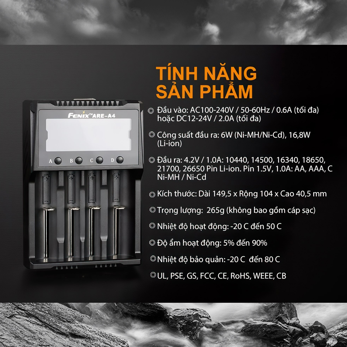 Fenix Are-A4 Sạc Pin Cắm Trại