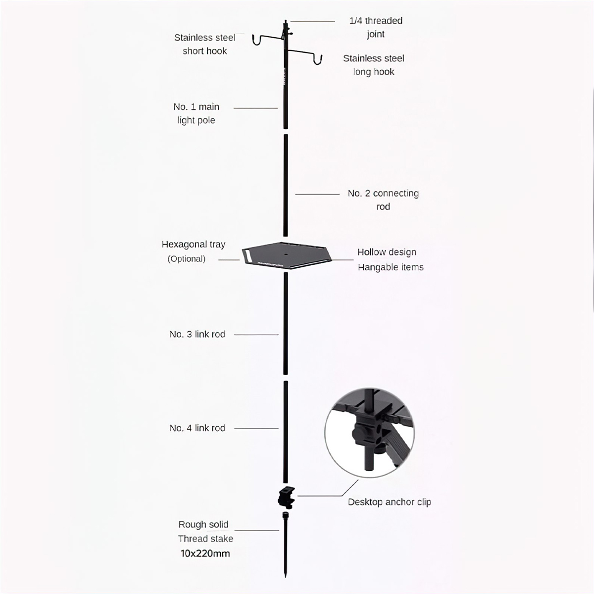 BlackDog BD-DJ001 Sào Treo Đèn Cắm Trại