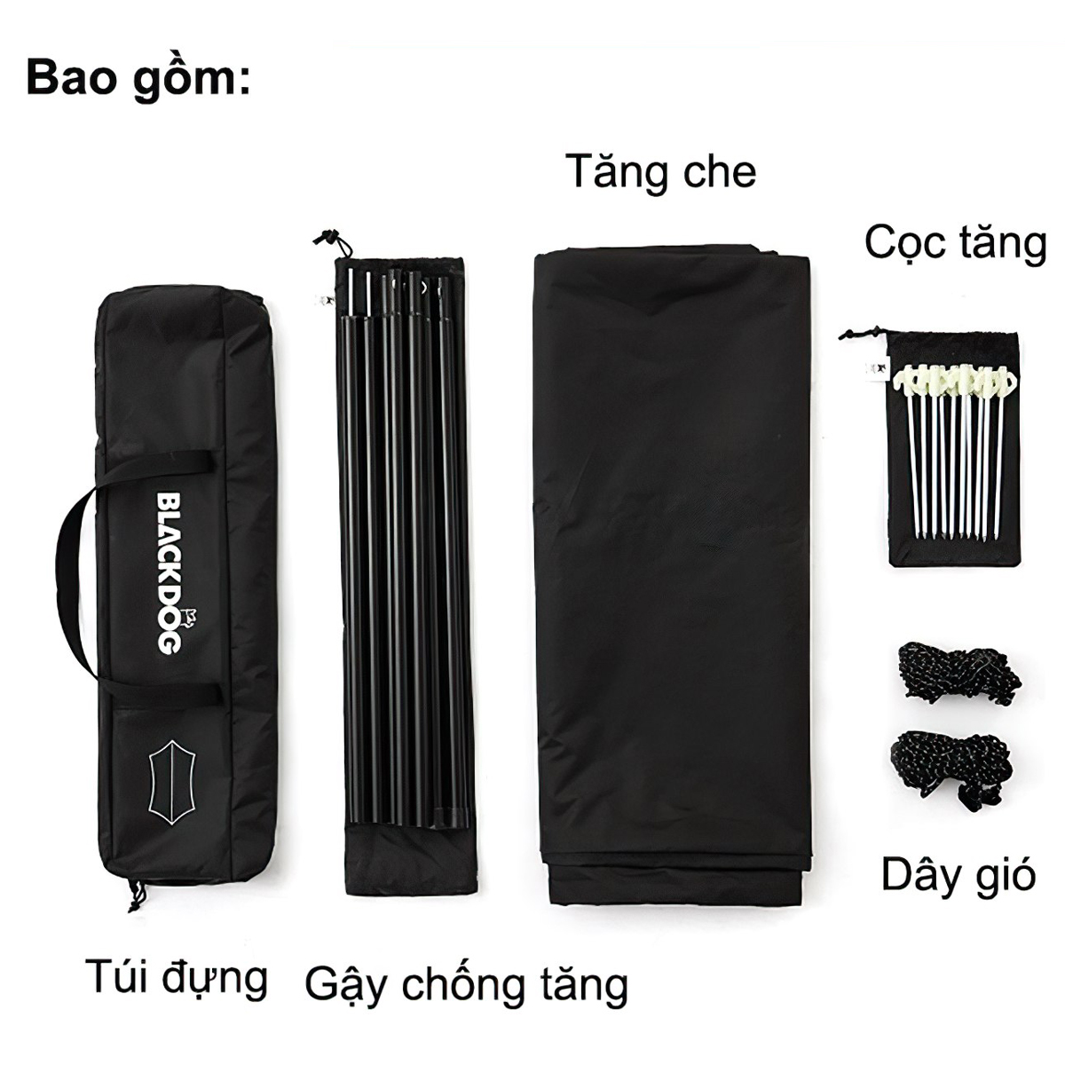 Tăng Cắm Trại Du Lịch Phủ Bạc Lục Giác Blackdog Hexagon Tarp Silver Coated