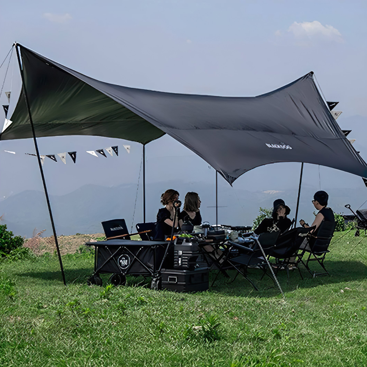 Tăng Cắm Trại Du Lịch Phủ Vinyl Lục Giác Lớn Cho Hơn 20 Người Blackdog BD-TM003 Large Hexagon Tarp