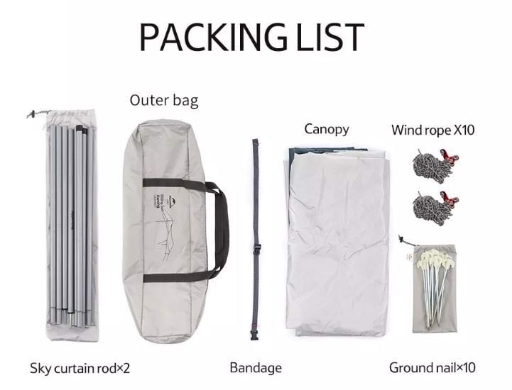 Tăng Cắm Trại Lục Giác NatureHike UPF50+ Hexagon tarp  with 2 poles NH16T012-S