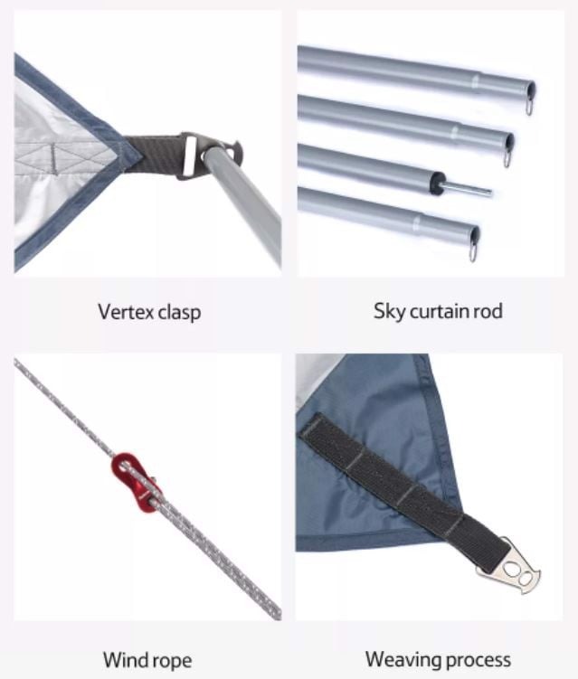 Tăng Cắm Trại Lục Giác NatureHike UPF50+ Hexagon tarp  with 2 poles NH16T012-S