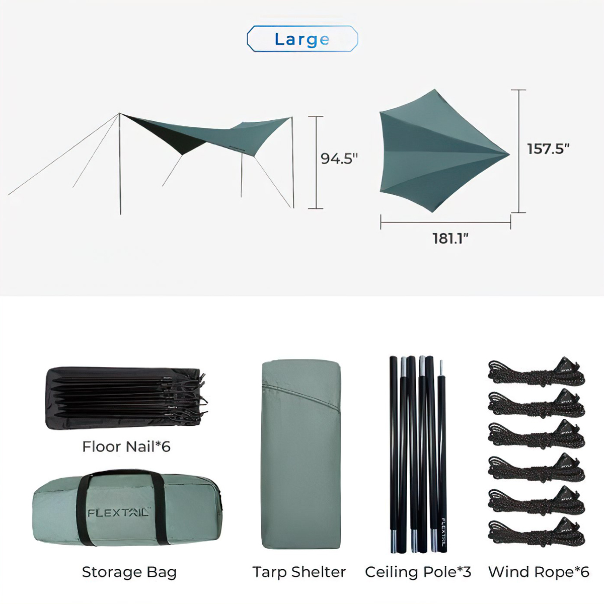 Flextail COZY TARP Tăng ngũ giác che nắng cắm trại dã ngoại cho 1 - 8 người