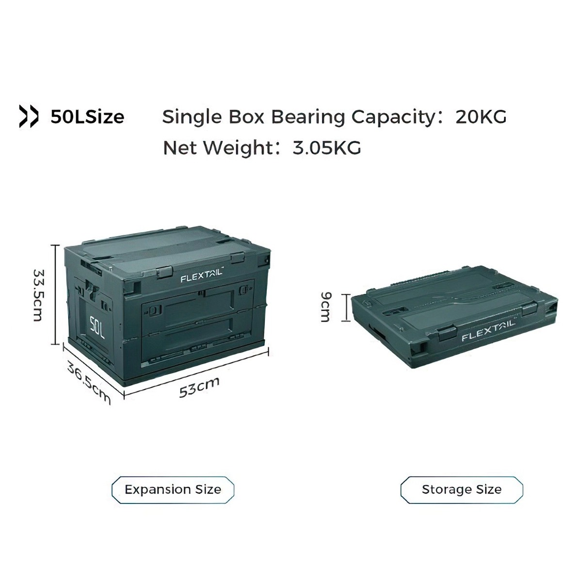 Flextail Thùng Đựng Đồ Cắm Trại Xếp Gọn 28 lít - 50 lít Foldable Outdoor Storage Box