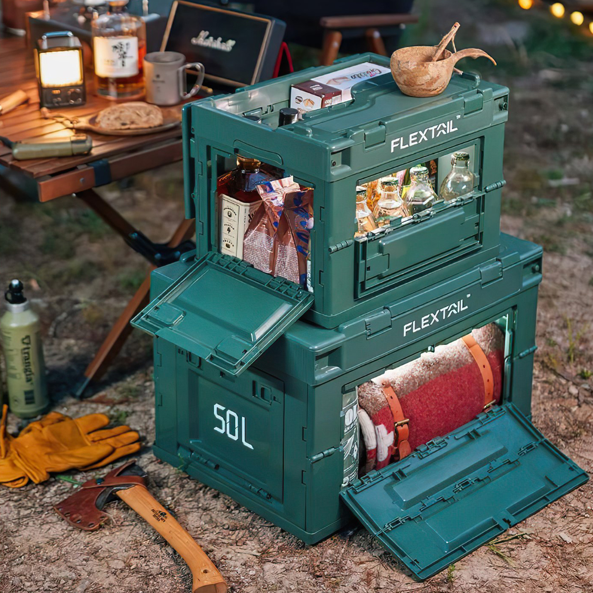 Flextail Thùng Đựng Đồ Cắm Trại Xếp Gọn 28 lít - 50 lít Foldable Outdoor Storage Box