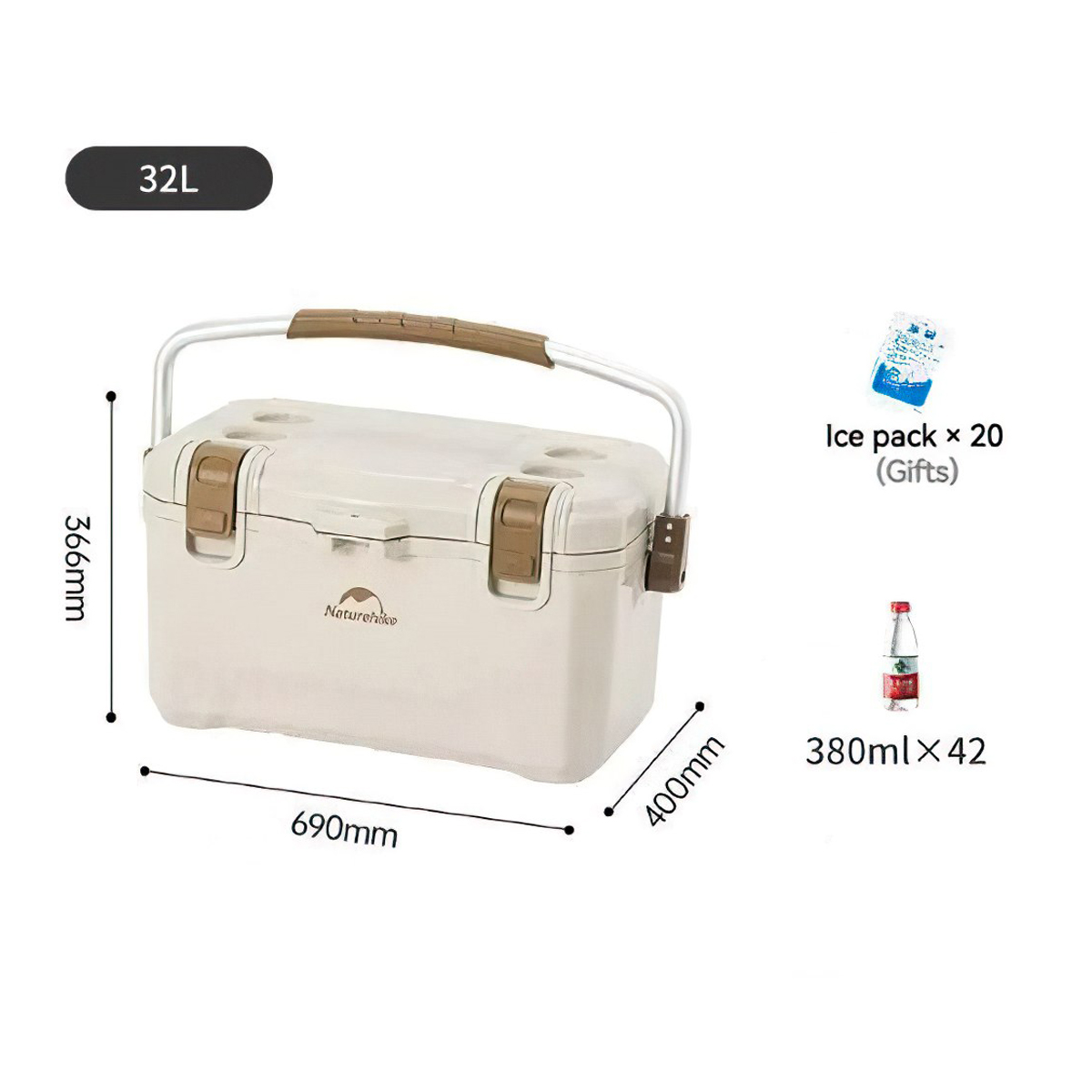 Naturehike CNH22CJ10001  Thùng Đá Lingxia Kháng Khuẩn Cắm Trại Cỡ Đại