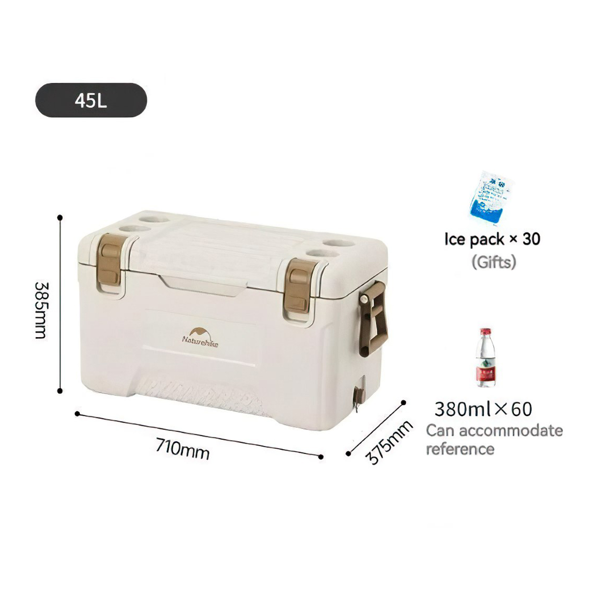 Naturehike CNH22CJ10001  Thùng Đá Lingxia Kháng Khuẩn Cắm Trại Cỡ Đại