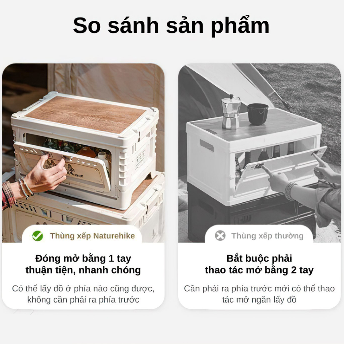 Naturehike CNH22SN019  Thùng Nhựa Đựng Đồ Đa Năng Xếp Gọn ( 25L – 50L )