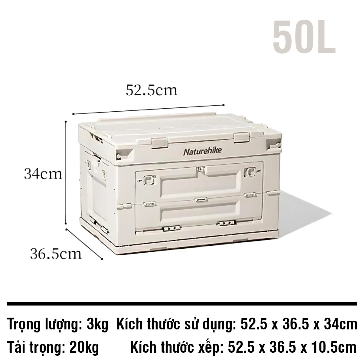 Naturehike Thùng nhựa đựng đồ du lịch đa năng