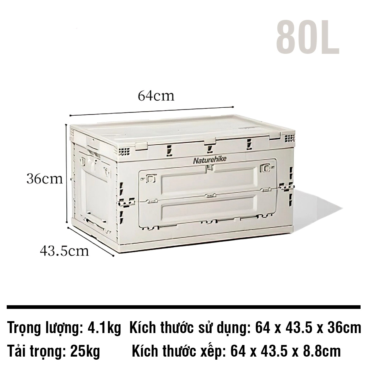 Naturehike Thùng nhựa đựng đồ du lịch đa năng