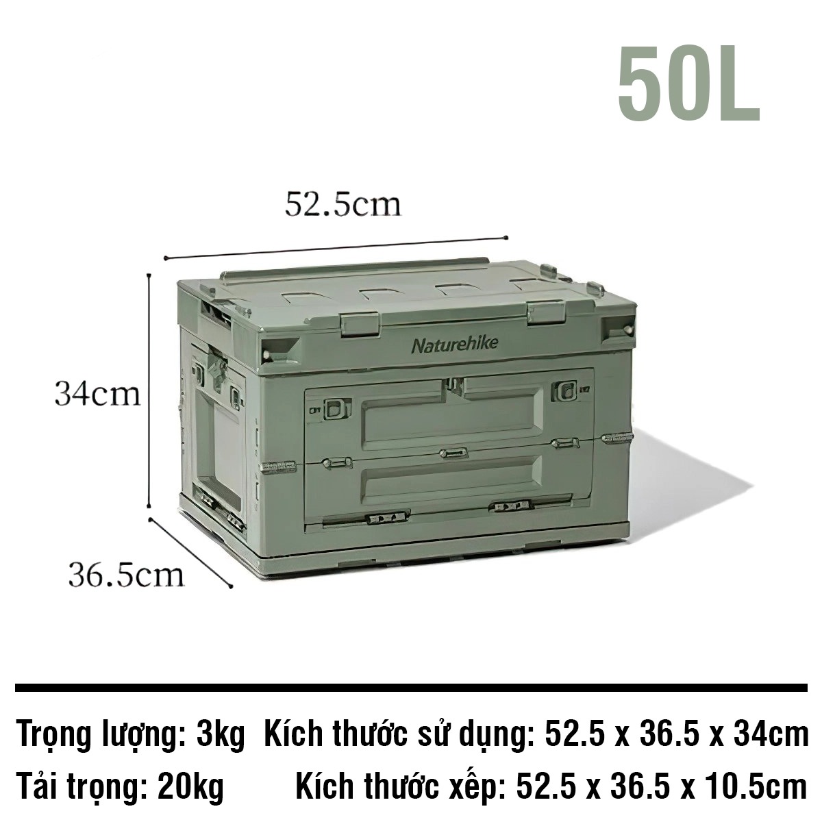 Naturehike Thùng nhựa đựng đồ du lịch đa năng