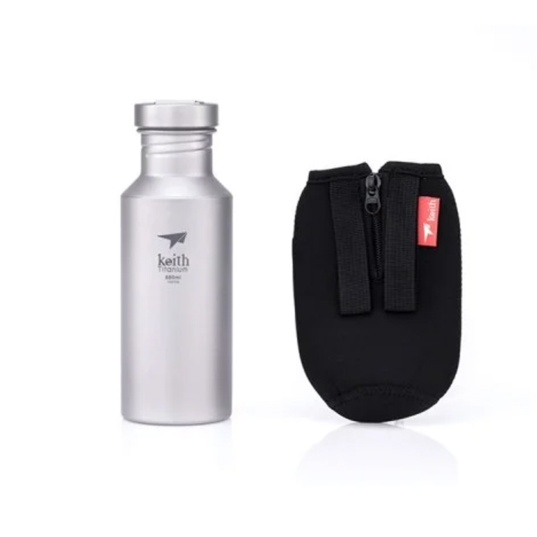 Bình nước titanium Keith Ti3031 550ml kèm túi đựng vải đen có khóa kéo