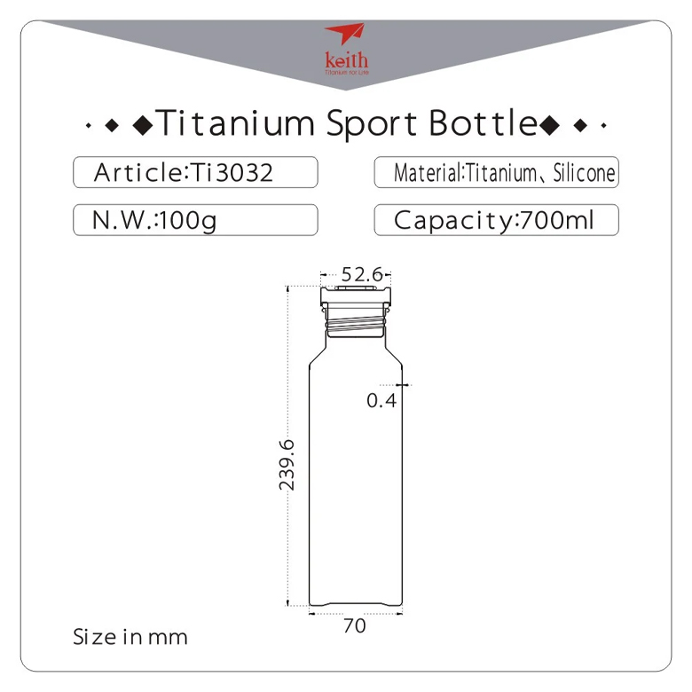 Bình Đựng Nước Titanium Kèm Bao Xốp Cách Nhiệt (700ml)