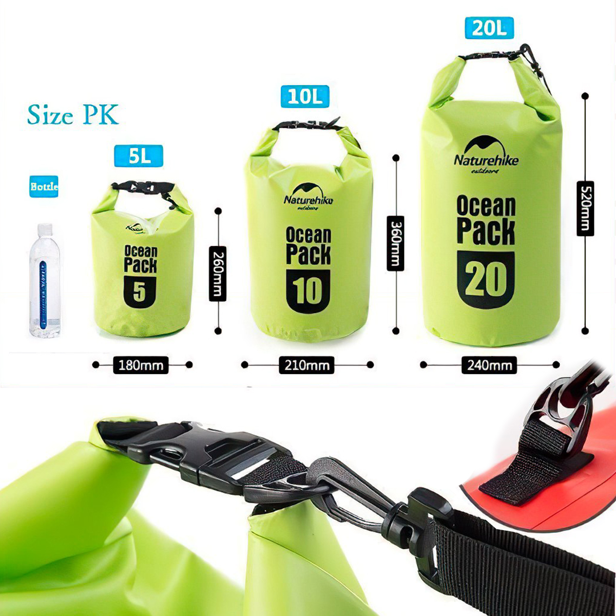 Túi Cắm Trại Khô Chống Nước Đi Suối Cắm Trại 500D Naturehike FS15M010-J