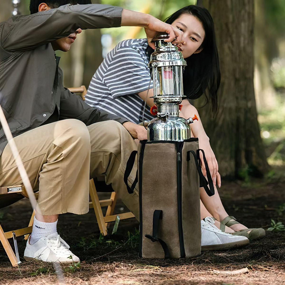 Naturehike NH21YW125 Túi Đựng Đèn Gas Cắm Trại Vải Canvas - Nâu Đen -