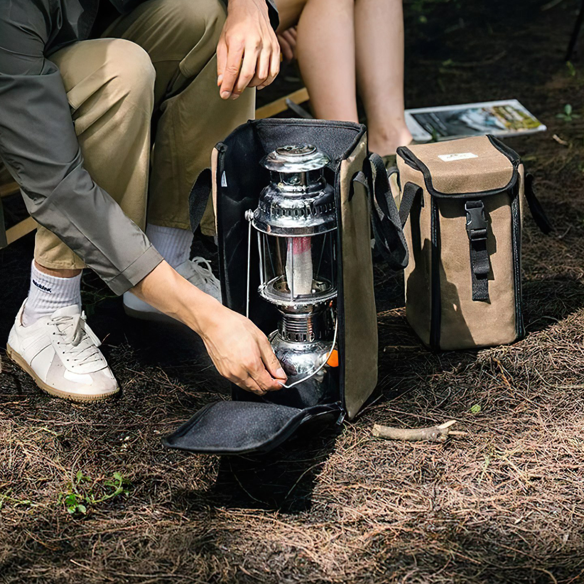 Naturehike NH21YW125 Túi Đựng Đèn Gas Cắm Trại Vải Canvas - Nâu Đen -
