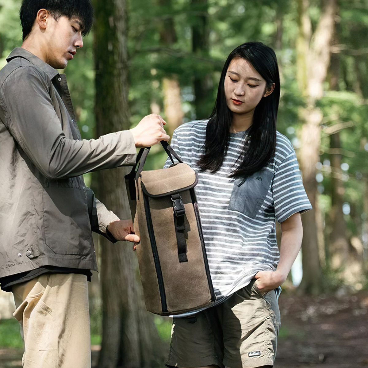 Naturehike NH21YW125 Túi Đựng Đèn Gas Cắm Trại Vải Canvas - Nâu Đen -