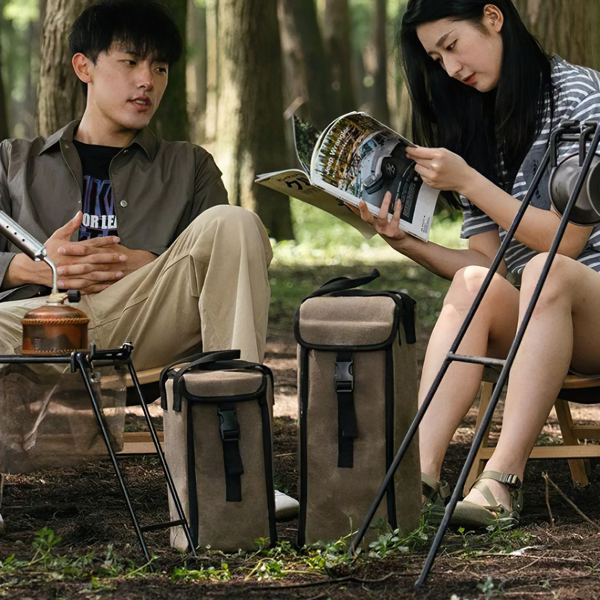 Naturehike NH21YW125 Túi Đựng Đèn Gas Cắm Trại Vải Canvas - Nâu Đen -