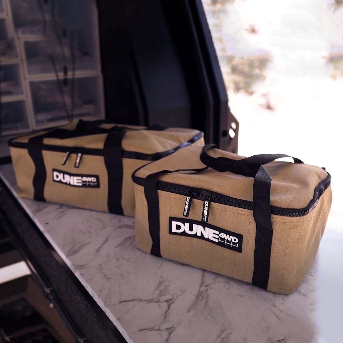 Dune Túi Đựng Đồ Nắp Trong Suốt Medium Canvas Storage Bag With Clear Top Brown