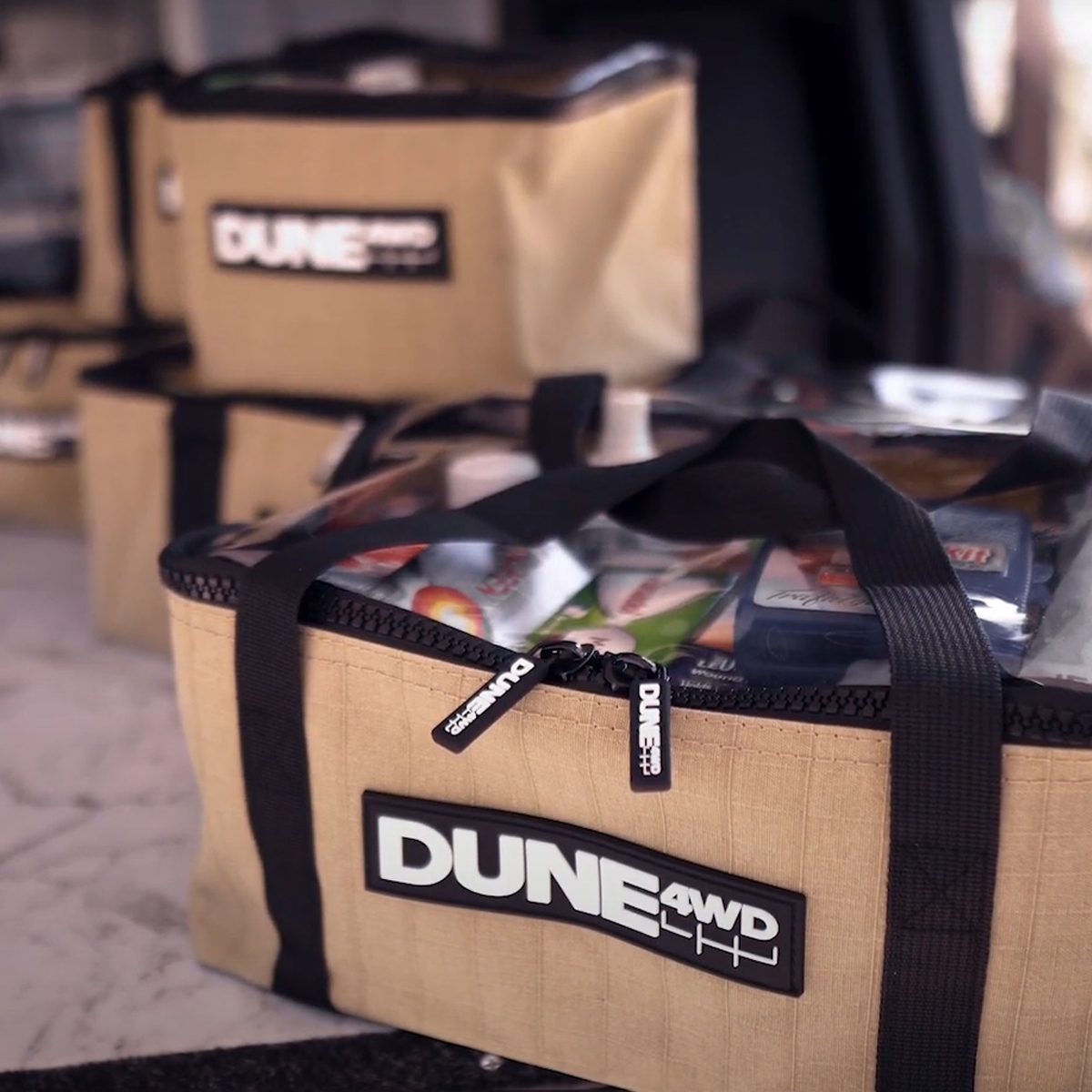 Dune Túi Đựng Đồ Nắp Trong Suốt Medium Canvas Storage Bag With Clear Top Brown