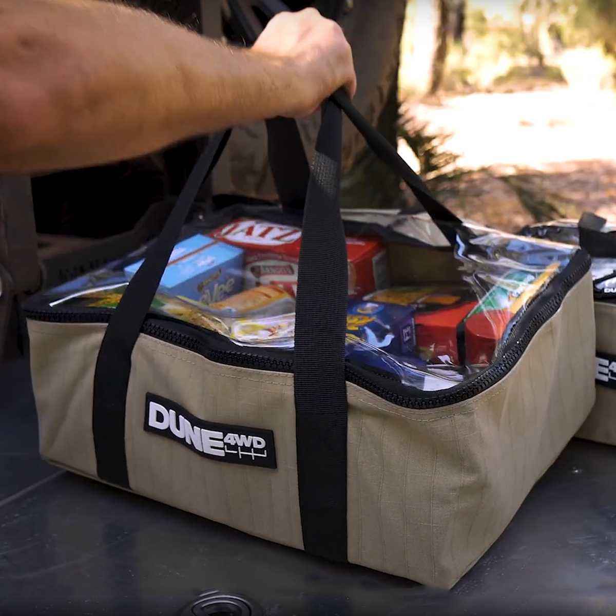 Dune Túi Đựng Đồ Nắp Trong Suốt Medium Canvas Storage Bag With Clear Top Brown