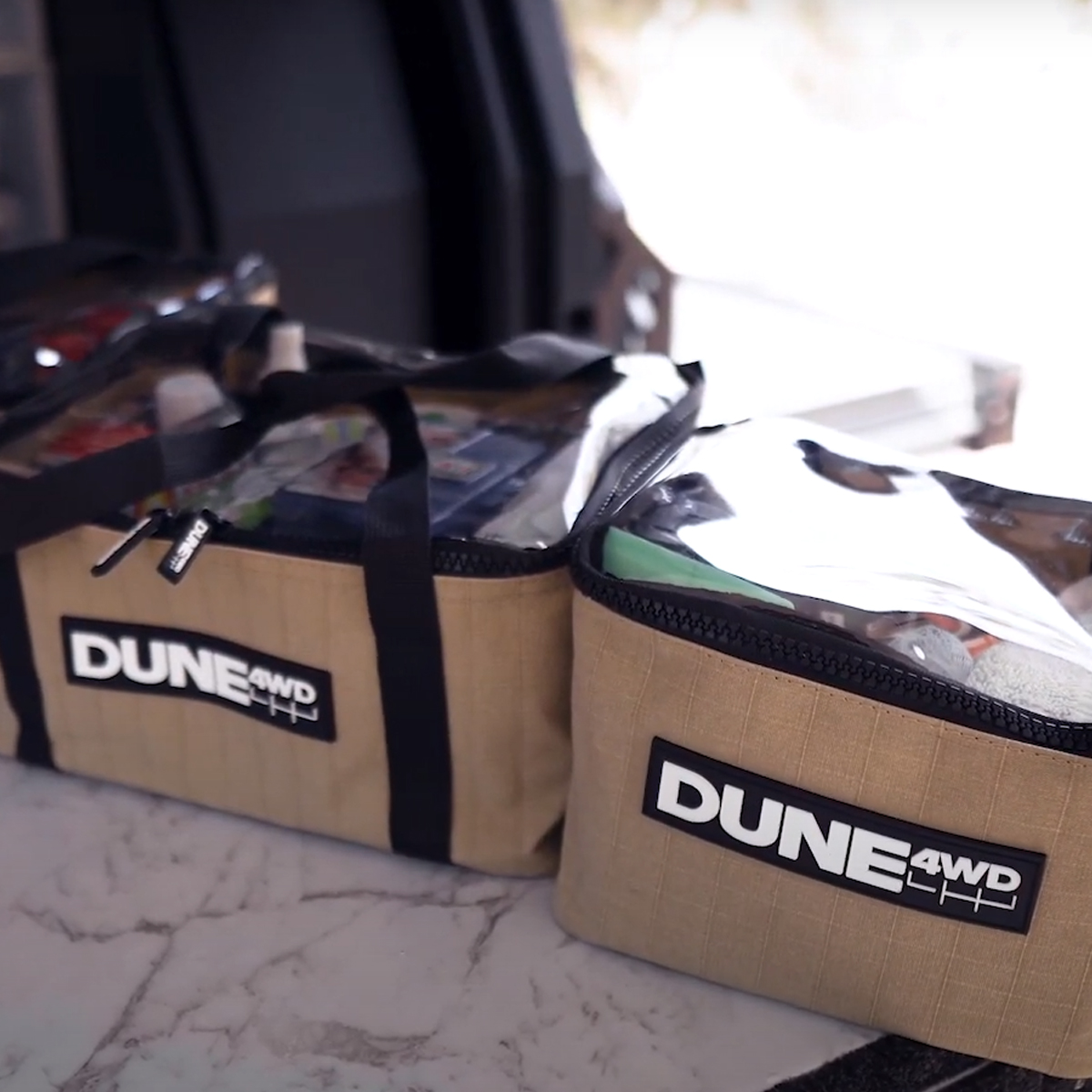 Dune Túi Đựng Đồ Nắp Trong Suốt Medium Canvas Storage Bag With Clear Top Brown