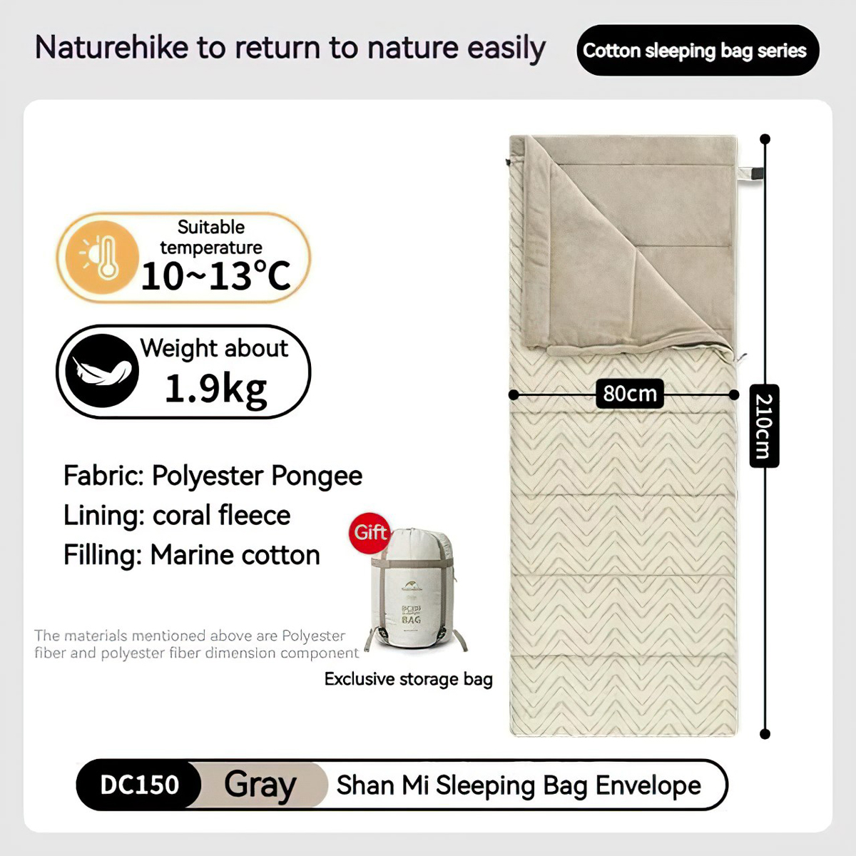 Naturehike CNK2300SD012 Túi Ngủ Cắm Trại Bông Lót Nhung Lông Cừu