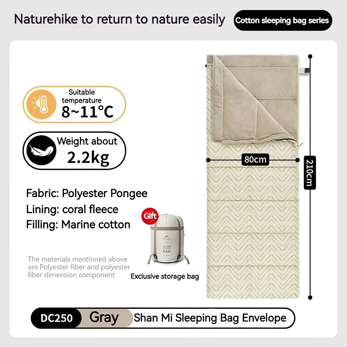 Naturehike CNK2300SD012 Túi Ngủ Cắm Trại Bông Lót Nhung Lông Cừu