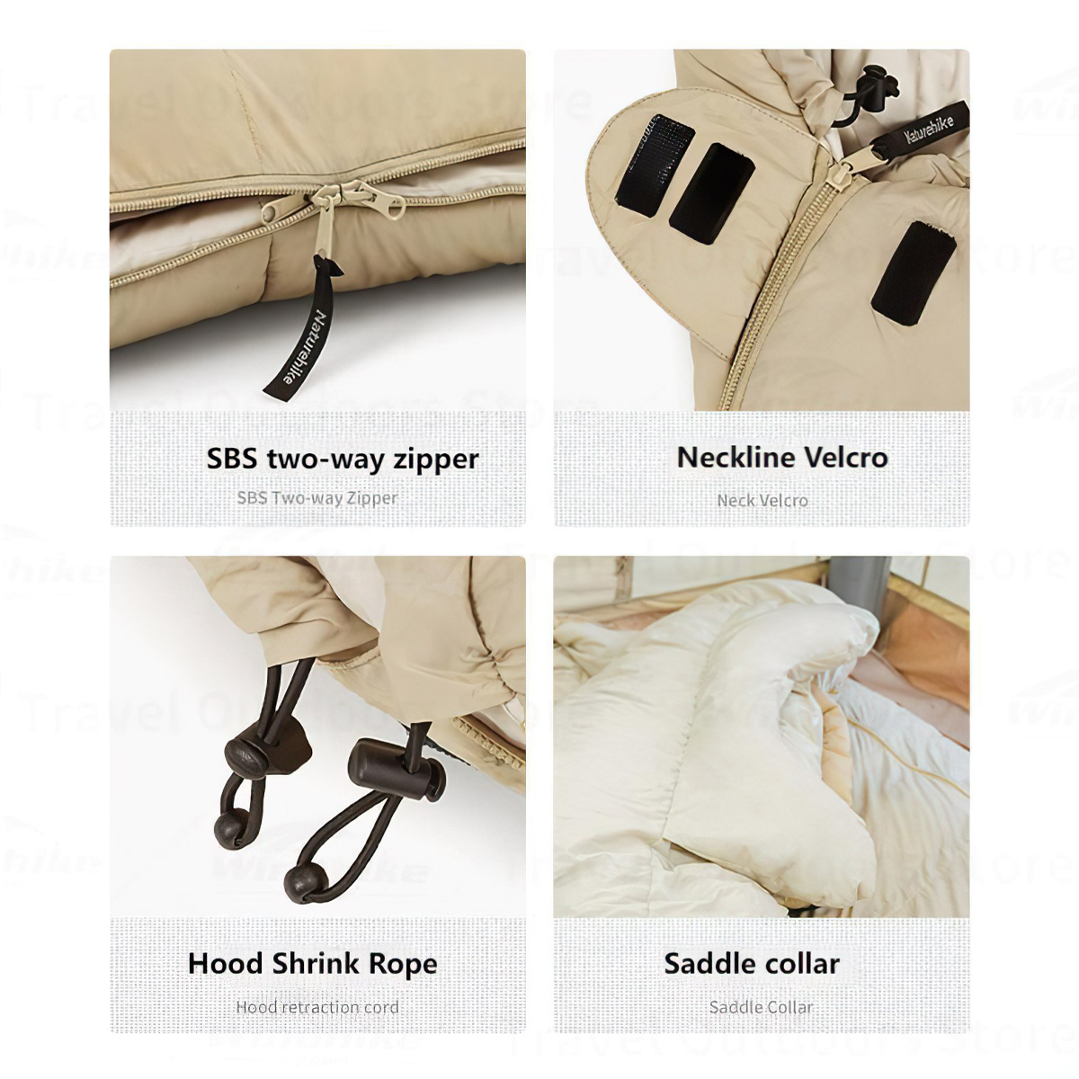 Naturehike Túi Ngủ Cắm Trại Dày Siêu Nhẹ Chống Nước