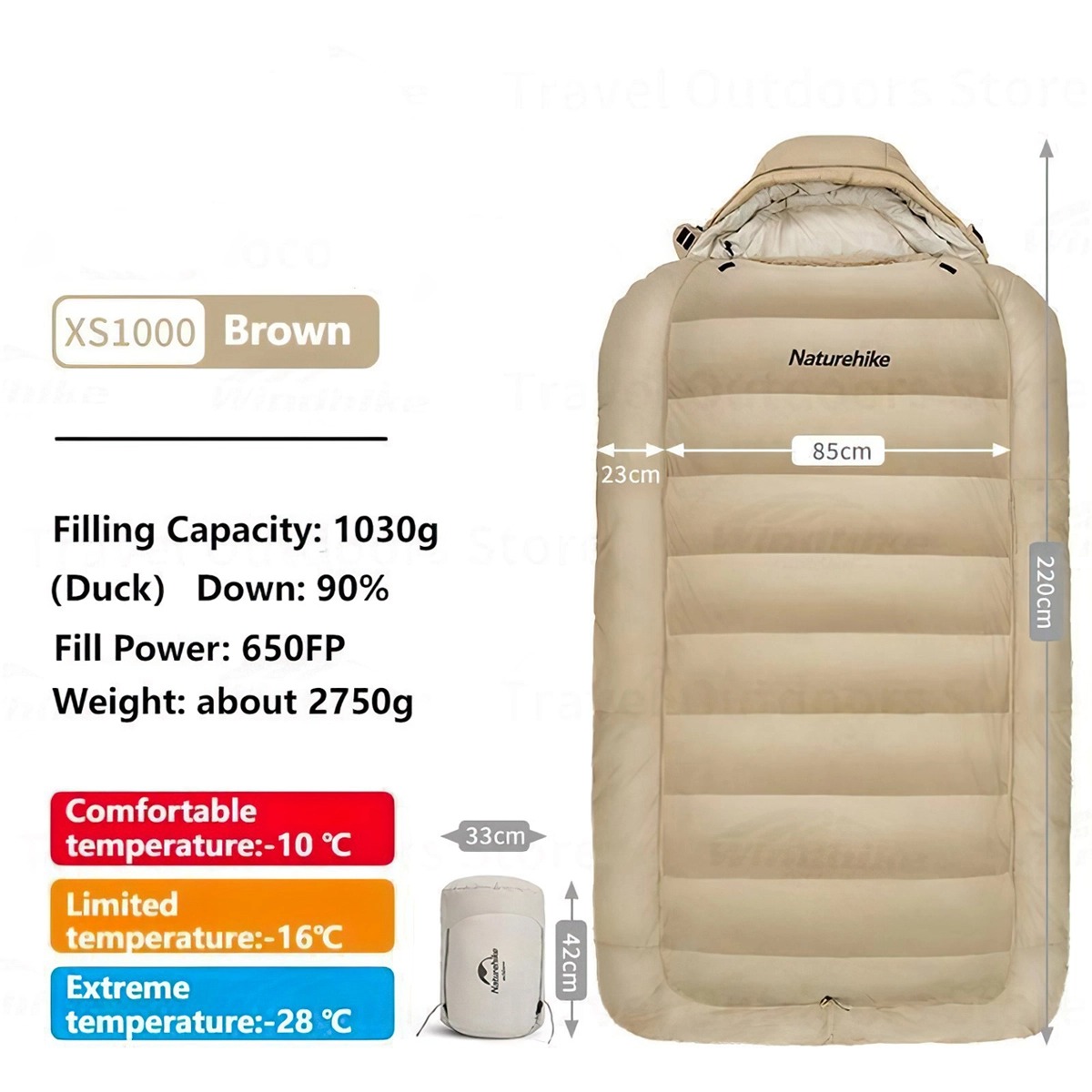 Naturehike Túi Ngủ Cắm Trại Dày Siêu Nhẹ Chống Nước