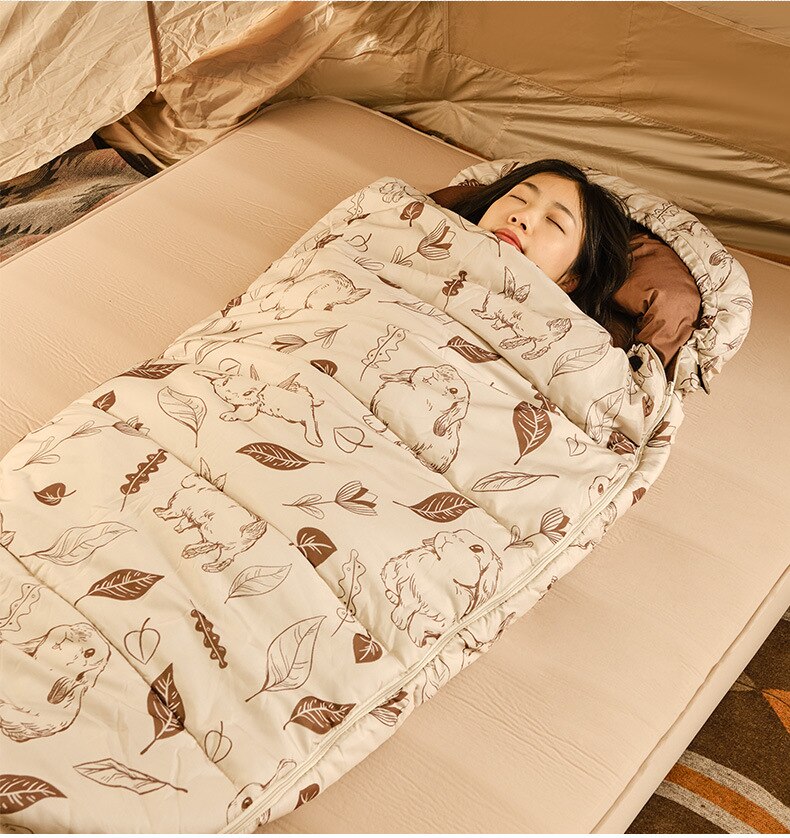 NatureHike CNH22SD015 Túi ngủ cắm trại họa tiết thỏ con dễ thương Cute Mud Rabbit Cotton Sleeping Bag