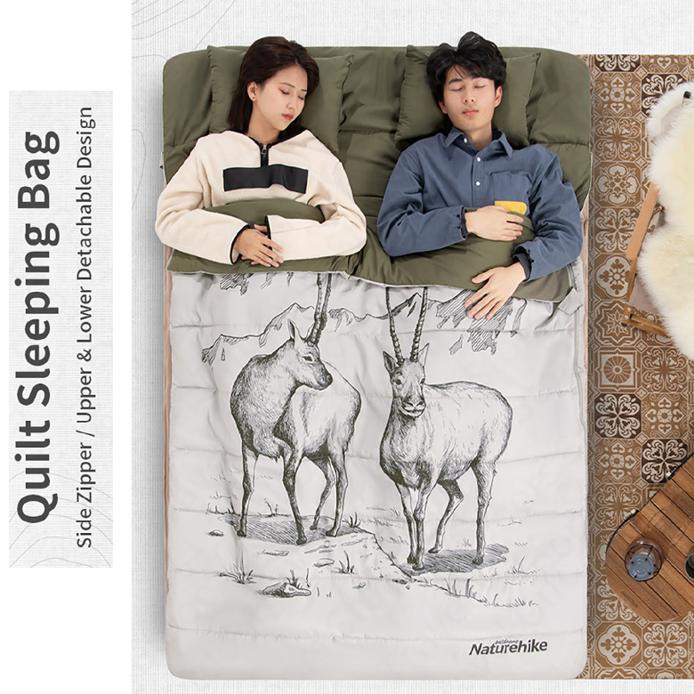 Naturehike Túi ngủ đôi cắm trại Thickened Cotton Warm