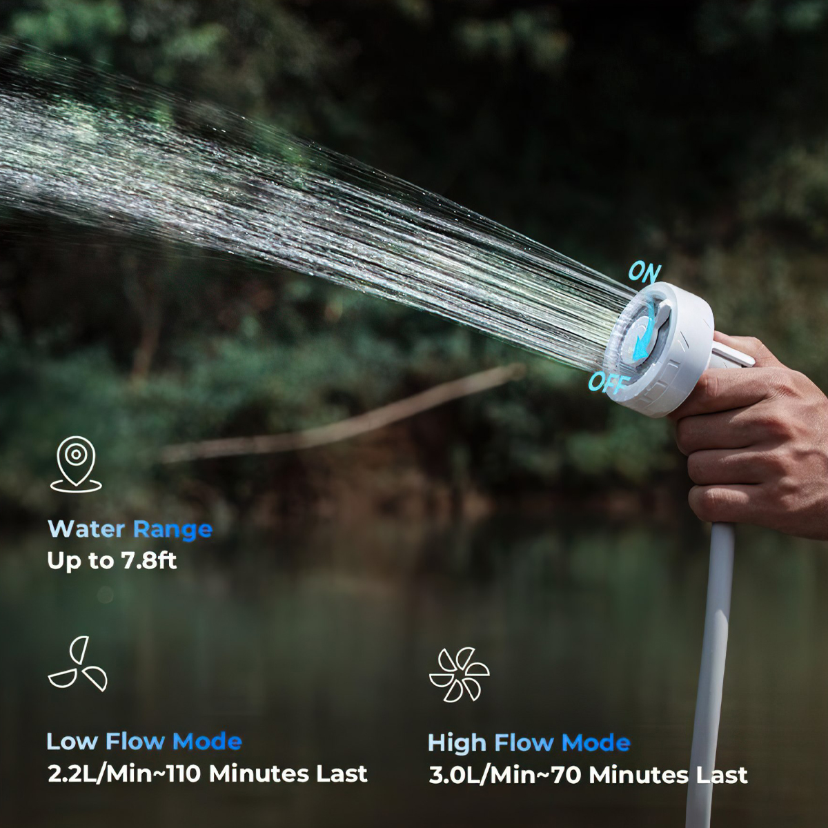 Flextail Max Shower Vòi tắm dã ngoại cắm trại kèm bơm áp suất cao