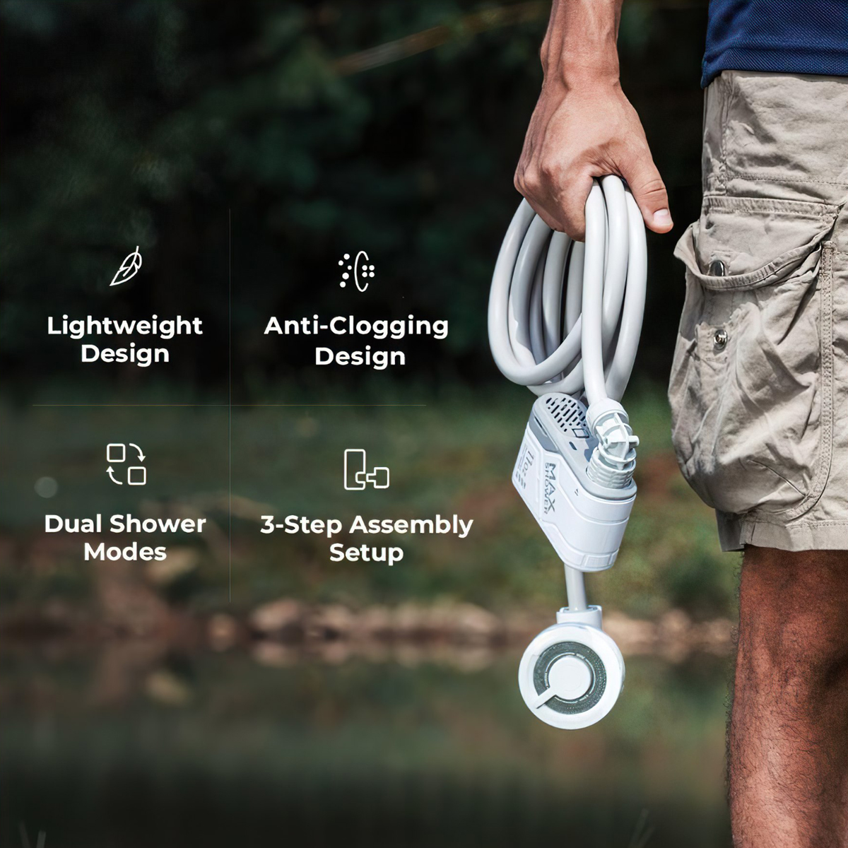 Flextail Max Shower Vòi tắm dã ngoại cắm trại kèm bơm áp suất cao