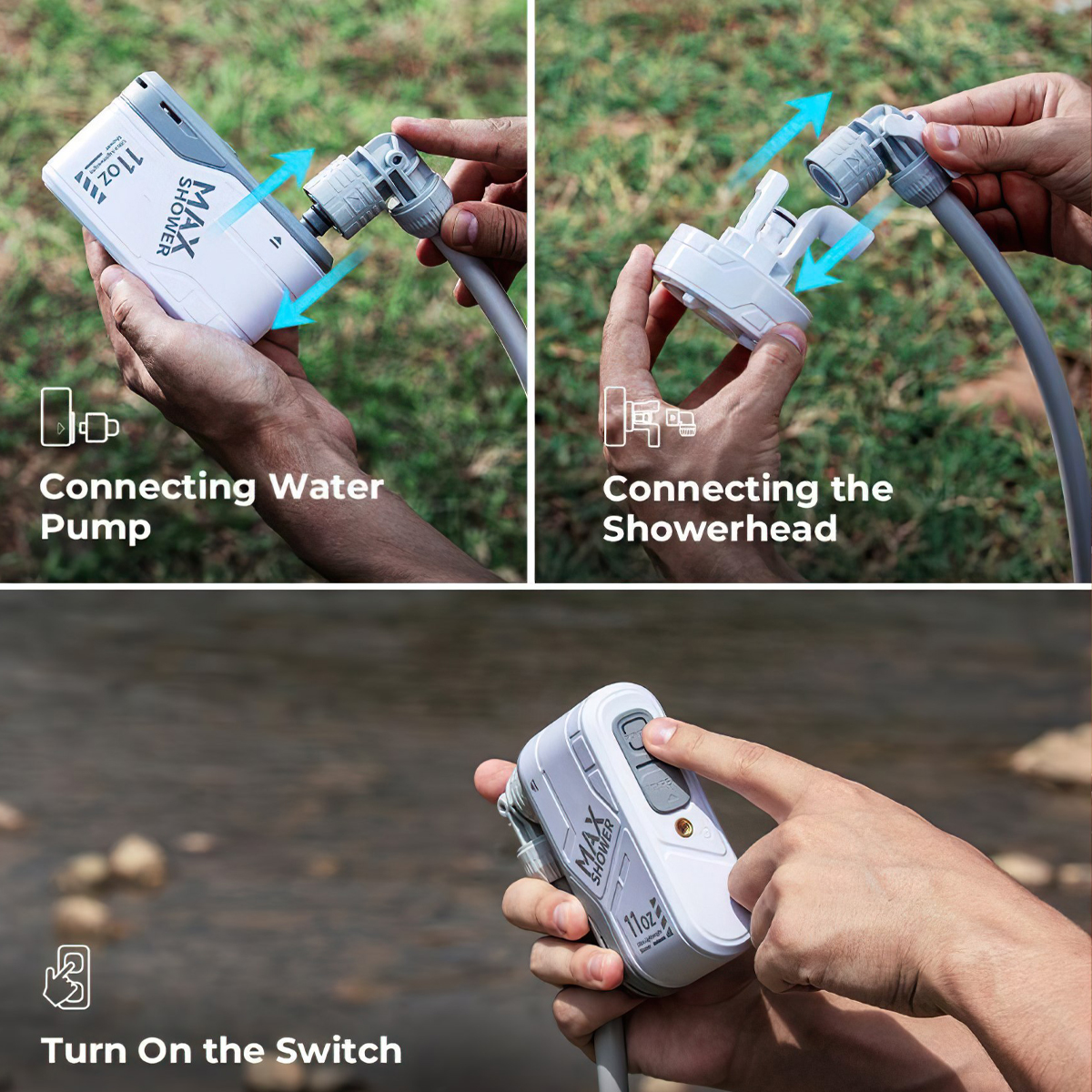 Flextail Max Shower Vòi tắm dã ngoại cắm trại kèm bơm áp suất cao