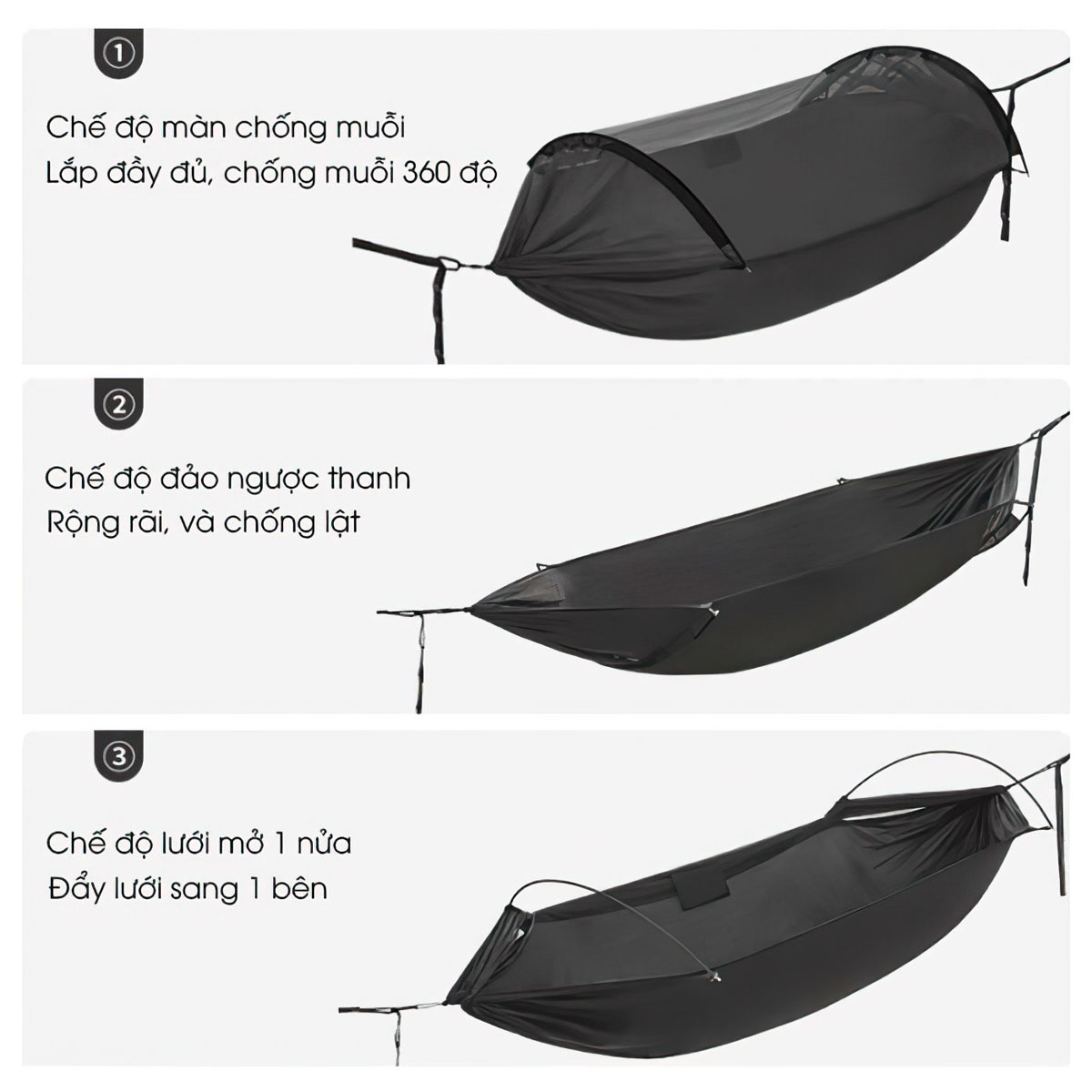 Naturehike CNH22HJ001 Võng Mùng Chống Muỗi Cắm Trại Du Lịch 3 Trong 1