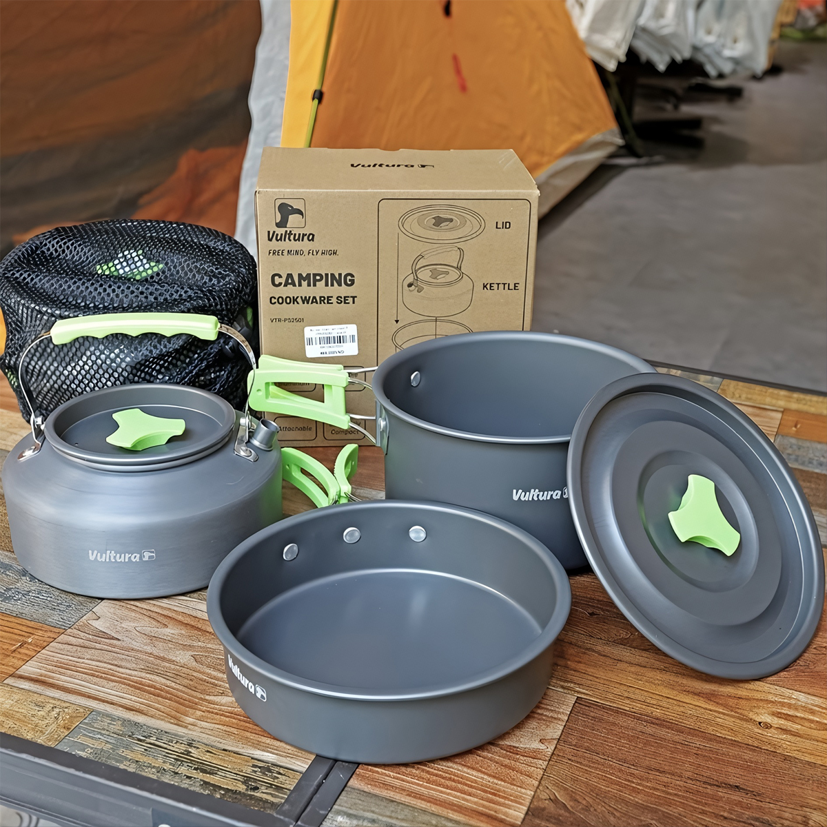 Vultura Bộ Nồi - Chảo - Ấm Nhôm Trekking Dã Ngoại Cắm Trại VTR-PS2501, VTR-PS2502