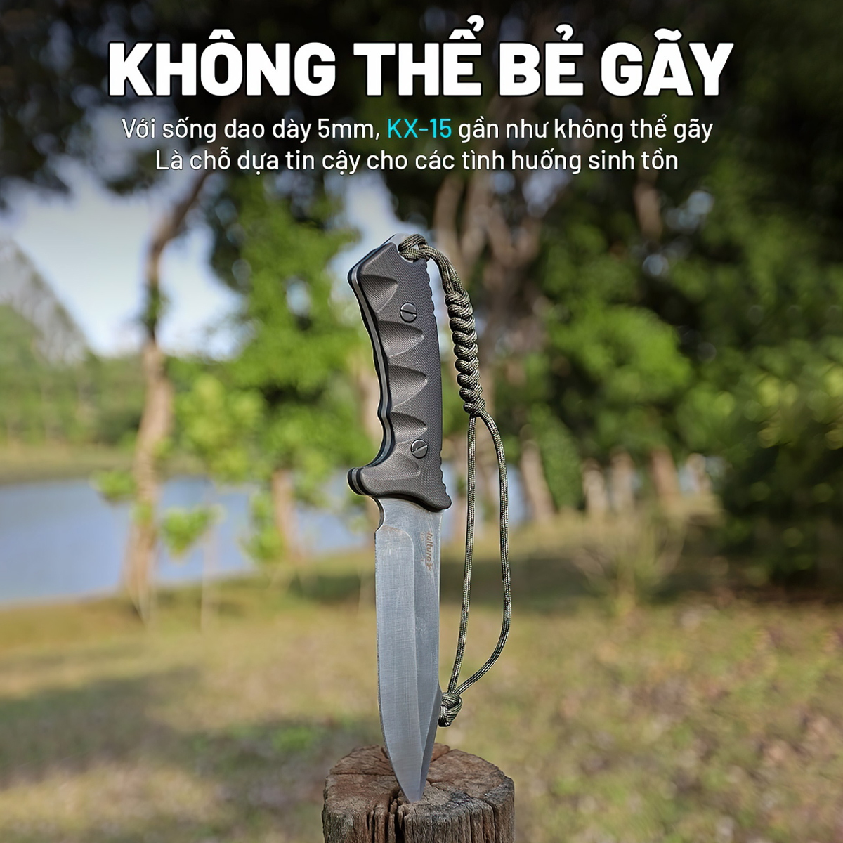 Vultura Dao Sinh Tồn Cắm Trại Outdoor full-tang thép D2-KX-15