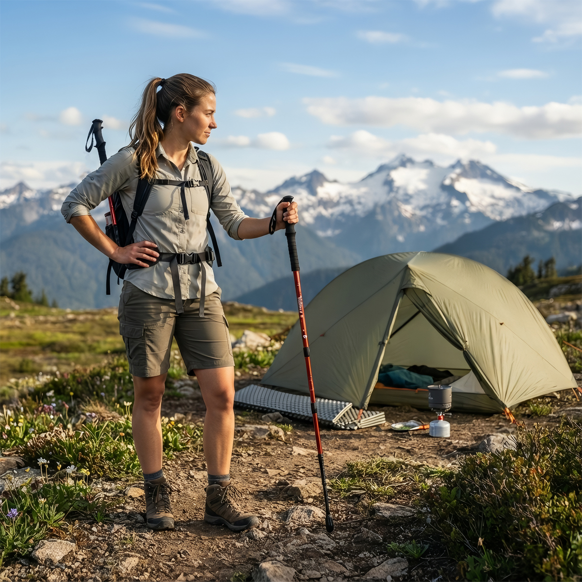 Vultura Gậy Trekking Leo Núi Nhôm Khóa Xoay VTR-TP2501